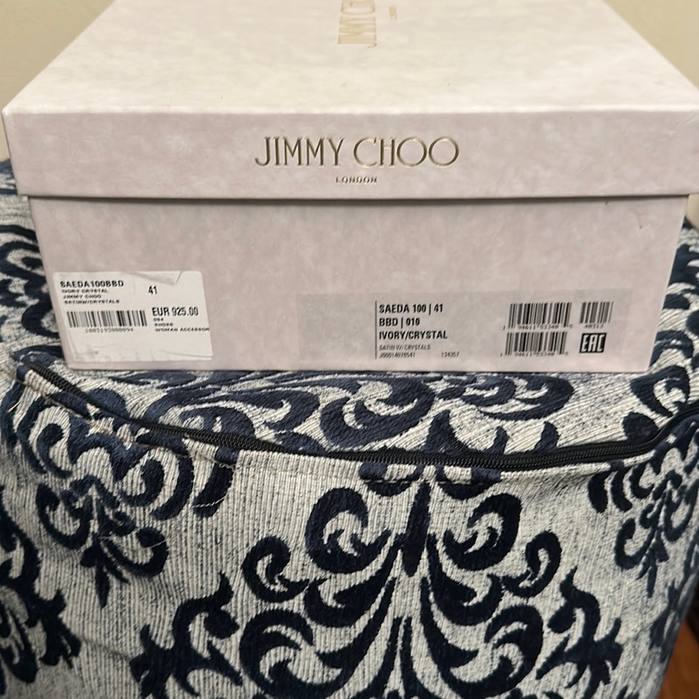 Jimmy Choo White/Ivory Saeda 100 Bridal Mule Crystal - Picture 2 of 8